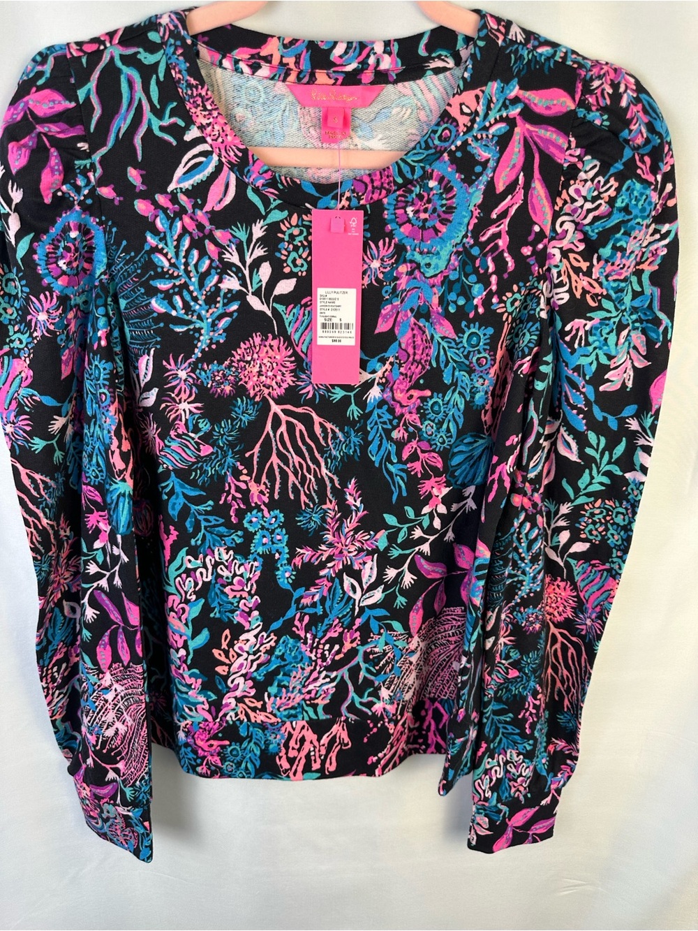 Lilly Pulitzer NWT, S, Jansen sweatshirt onyx twilight coral, 010511 0022iz s
